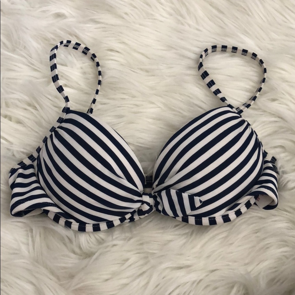 Striped navy xhilaration bikini top